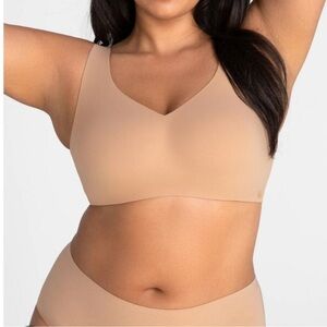 Honeylove SoftForm Bra Sand Nude Beige Wireless V-Neck Size 1X